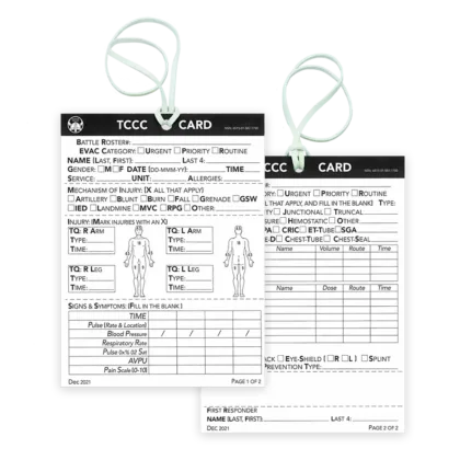 The NORSE RESCUE® TCCC Card is your indispensable companion for documenting casualty care in prehospital settings. This durable, waterproof, and tear-resistant card is designed to ensure the accurate recording of both battle and non-battle injuries, maintaining integrity in the most demanding situations.