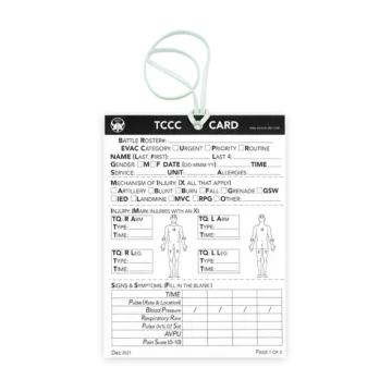 The NORSE RESCUE® TCCC Card is your indispensable companion for documenting casualty care in prehospital settings. This durable, waterproof, and tear-resistant card is designed to ensure the accurate recording of both battle and non-battle injuries, maintaining integrity in the most demanding situations.