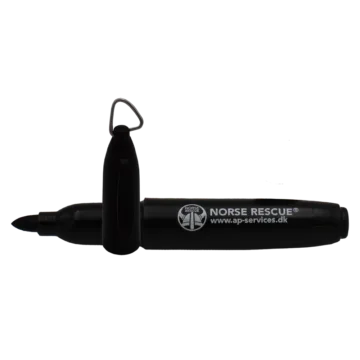 The NORSE RESCUE® Permanent Marker is an essential, compact tool designed for seamless integration into any Individual First Aid Kit (IFAK) or pocket. Its convenient size ensures easy storage and quick accessibility in urgent situations. Featuring a lid with a practical hook, this marker allows for secure attachments, providing easy access and preventing loss during critical moments.