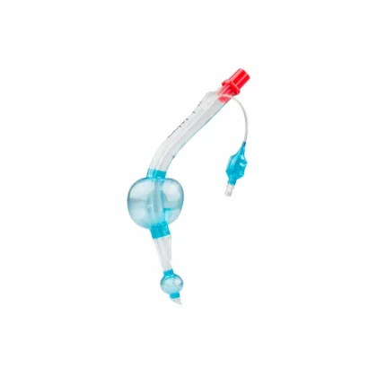 The Ambu King LTS-D Laryngeal Tube Set for Adult, Size 4, is a disposable, user-friendly airway device designed for superior patient ventilation and minimal risk of tracheal entry, featuring a separate channel for gastric tube passage and a beveled distal tip for precise placement.