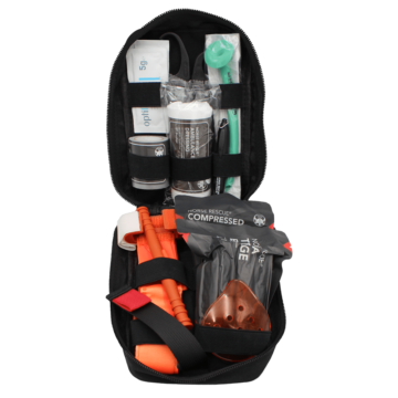 The NORSE RESCUE® D-FAK (Diplomat First Aid Kit) is a compact yet comprehensive emergency solution tailored for diplomats, packed in a discreet 19x12 cm pouch. It includes essential medical supplies for immediate response, ensuring preparedness for a variety of scenarios. The kit combines functionality with efficiency, encapsulating the essentials needed to address urgent medical situations effectively. - BA-100130