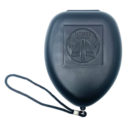 The NORSE RESCUE® Rescue Breather is an emergency tool designed for effective mouth-to-mouth ventilation, featuring an oxygen inlet for enhanced support. Housed in a tactical black clamshell case for rapid accessibility, this high-quality mask is accompanied by gloves to ensure hygiene and protection during life-saving procedures.