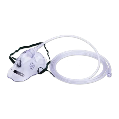 The NORSE RESCUE® Oxygen Mask, Medium (Pediatric), is designed for children requiring medium concentration oxygen therapy. Ideal for situations such as awakening, minor trauma, and patient transport, this mask delivers oxygen concentrations between 40-60%, depending on breathing patterns, with a hose length of 200 cm for mobility and comfort.