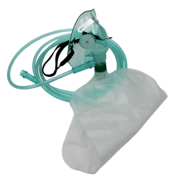 The NORSE RESCUE® Oxygen Mask with Reservoir, size Medium, is a pediatric three-in-one emergency mask designed for flexibility in oxygen delivery. It can be adjusted from high to medium concentration levels, equipped with a side valve, reservoir bag, and a standard connector, complemented by a 200 cm hose for extensive mobility and ease of use. - BR-100078