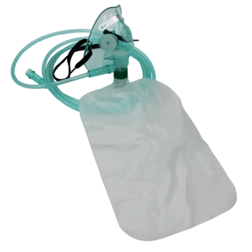 The NORSE RESCUE® Oxygen Mask with Reservoir, size Medium, is a pediatric three-in-one emergency mask designed for flexibility in oxygen delivery. It can be adjusted from high to medium concentration levels, equipped with a side valve, reservoir bag, and a standard connector, complemented by a 200 cm hose for extensive mobility and ease of use. - BR-100078