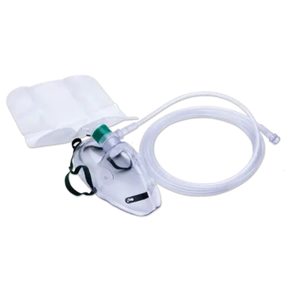 The NORSE RESCUE® Oxygen Mask with Reservoir, size Medium, is a pediatric three-in-one emergency mask designed for flexibility in oxygen delivery. It can be adjusted from high to medium concentration levels, equipped with a side valve, reservoir bag, and a standard connector, complemented by a 200 cm hose for extensive mobility and ease of use.