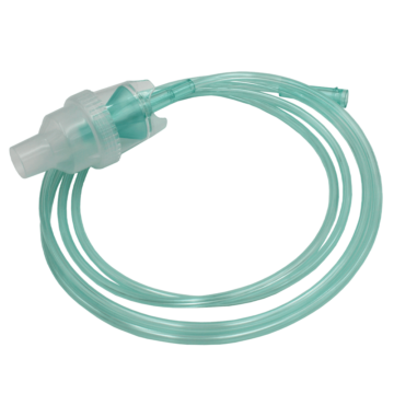 The NORSE RESCUE® Nebulizer Mask, Medium, is specifically designed for pediatric patients, providing a comfortable and effective solution for children requiring nebulized medication or oxygen supplementation. Featuring a 200 cm hose for flexibility and mobility, this mask ensures efficient medication delivery and patient comfort during treatment. - BR-100080
