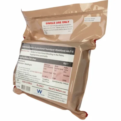 The Abdominal Aortic & Junctional Tourniquet (AAJT-S) offers versatile emergency bleeding control by compressing critical arteries in the abdomen, axilla, and inguinal areas. It's effective for managing pelvic fractures and has demonstrated equivalent results to Zone 3 REBOA.