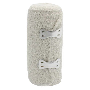 The NORSE RESCUE® Elastic Crepe Bandage (10 cm x 4.5 m) provides gentle, breathable support, ideal for managing sprains, dislocations, and joint swelling. This skin-friendly, lightweight bandage offers mild compression, aiding in the recovery of soft tissue injuries and post-operative care. - CL-001120