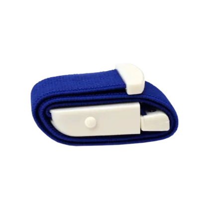 The Quick Release Tourniquet is an elasticated, latex-containing tourniquet with a quick release buckle for single-hand operation, designed for efficient emergency blood loss prevention.