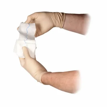 QuikClot Combat Gauze® XL is a 2-ply, 10 cm x 3.6 meter strip of nonwoven gauze impregnated with kaolin, designed to accelerate the body’s natural clotting process without exothermic reactions, packaged in an easy-tear, vacuum-sealed pouch with a five-year expiration.