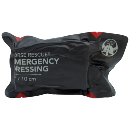 The NORSE RESCUE® Emergency Dressing 4" is a sterile, multi-functional bandage designed for swift and efficient application under stress. Its unique features include Fast-Grip Roll Control tabs for secure deployment, a durable securing device, and simple, all-in-one design eliminating the need for pressure bars and hooks. Packaged in vacuum-sealed, low-cube format with distinctive RED TIP ID® tear notches, it’s an affordable solution for effective immediate care.