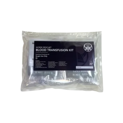 The NORSE RESCUE® Blood Transfusion Kit is a comprehensive and meticulously curated emergency medical solution designed for life-saving transfusions in any environment. This kit contains high-quality, reliable equipment, including a transfusion set, blood bag, EldonCard Blood Type Kits, and necessary safety and sanitary supplies to ensure safe and efficient blood transfusions in the field.