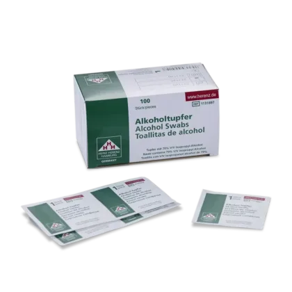 Pre Injection Swabs with 70% Isopropyl Alcohol are individually packed for convenient use, designed for cleaning purposes. Each swab measures 6 x 3 cm when unfolded.