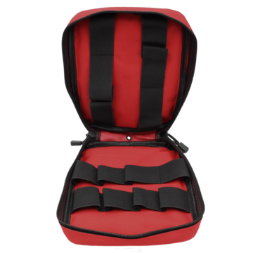 The NORSE RESCUE® IFAK, RED, features a distinctive Red and Black Leg Rig, a lightweight, adaptable bag designed for personalized first aid needs. It offers a main compartment for organized storage and easy access to essential medical supplies. Attachable to either a belt or thigh, this high-quality leg rig suits various personal preferences and comes equipped with a Velcro front for attaching individual patches (content and patches sold separately). - IF-AP-RED