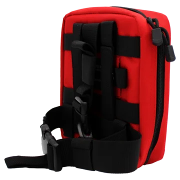 The NORSE RESCUE® IFAK, RED, features a distinctive Red and Black Leg Rig, a lightweight, adaptable bag designed for personalized first aid needs. It offers a main compartment for organized storage and easy access to essential medical supplies. Attachable to either a belt or thigh, this high-quality leg rig suits various personal preferences and comes equipped with a Velcro front for attaching individual patches (content and patches sold separately). - IF-AP-RED