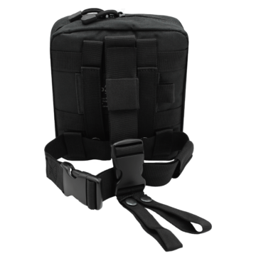 The NORSE RESCUE® Leg Rig is a versatile, black, lightweight bag designed for easy storage and quick access to essential first aid equipment. Attachable to either your belt or thigh, it caters to personal comfort and accessibility. Featuring a practical main compartment and high-quality construction, it includes a Velcro front for attaching individual bag patches, enhancing personalization and identification (NORSE RESCUE® Bag Patch sold separately). - IF-AP