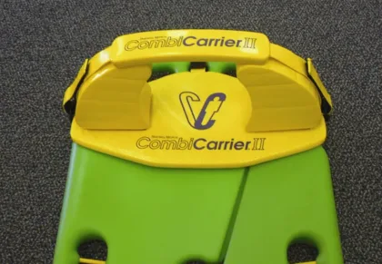 The CombiCarrierII Head Immobilizer (Yellow) is designed for seamless use with the CombiCarrierII, ensuring minimal lateral movement and maximizing neck and ear access while maintaining stabilization. Constructed from easy-to-clean vinyl-dipped NBR.