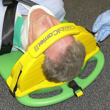 The CombiCarrierII Head Immobilizer (Yellow) is designed for seamless use with the CombiCarrierII, ensuring minimal lateral movement and maximizing neck and ear access while maintaining stabilization. Constructed from easy-to-clean vinyl-dipped NBR.