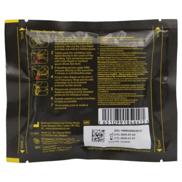 Celox Rapid Hemostatic Gauze, in a 5 ft. Z-fold design, is the fastest-acting hemostatic gauze available, stopping life-threatening bleeding in just 60 seconds, significantly reducing blood loss and treatment time. - CL-00028