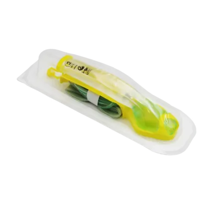 The i-gel® O2 Resus Pack (Size 3) is designed for small adults (30-60kg) and includes an i-gel O2 airway device with a yellow hook ring, a sachet of lubricant, an airway support strap, and a 12FG suction tube for efficient airway management and resuscitation.