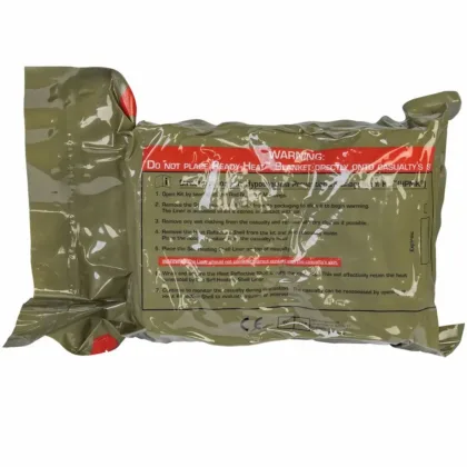 The NAR Hypothermia Prevention and Management Kit (HPMK®) is a CoTCCC-recommended solution for preventing hypothermia in casualty care, featuring a strong, lightweight, and weather-resistant Heat Reflective Shell (HRS™) and a self-heating liner that provides 10 hours of continuous dry heat.