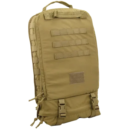 The M-9 Assault Medical Backpack (Coyote Brown) is a slim, versatile pack designed for emergency responders needing quick access to medical supplies in confined spaces. Created with insights from a Special Operations medic, it features a drag handle, PALS webbing for MOLLE attachments, and multiple internal mesh pouches for organized storage.