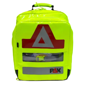 The Enhanced First Aid Kit (EFAK) is specifically designed for offshore industries, offering a customizable selection of essential medical supplies. Packed in the versatile Feldberg AED PAX bag, it includes tools like CAT tourniquets, bandages, airway management tools, and a suction device, all neatly organized for quick access.