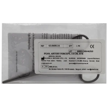 The Rochester Pean straight artery forceps (14 cm) are ideal for medical and nursing procedures requiring secure clamping and gripping. Constructed for precision and reliability, these forceps are sterilizable, including autoclaving, when cleaned thoroughly per standard instrument cleaning protocols. - AC-0018