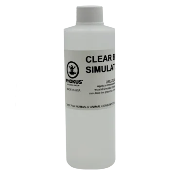 Clear Blood™ is an innovative stainless lubricant specifically designed to improve the realism of medical training with the Wound Cube. Unlike traditional training fluids, it provides a lifelike simulation of bodily fluids without leaving stains or requiring cleanup. The unique formula dries quickly on the Wound Cube, allowing for seamless training sessions without the hassle of residue or mess. - CL-008