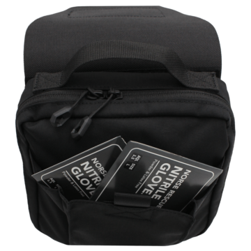 The NORSE RESCUE® Týr Bag in black is a durable and spacious personal medical bag designed for battlefield and emergency response use. Made from high-quality CORDURA® fabric with YKK zippers and a UTX safety buckle, it offers exceptional durability and secure storage. Featuring a tear-off panel for quick access, internal elastic webbing for organized storage, and ample space for essential trauma and emergency medical supplies, this bag ensures users are prepared for critical situations. - BA-100036
