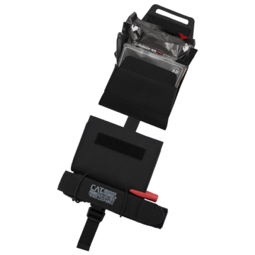 The NORSE RESCUE® Micro Bag in black is a compact and durable storage solution designed for quick access to essential medical supplies. Made from rugged CORDURA® fabric, it features a UTX safety buckle, pre-drilled holes for carrying tourniquets, and an elastic side band for expandable capacity. The quick-release handle and detachable inner pocket enhance accessibility, while the MOLLE system ensures secure attachment to gear. - BA-100037