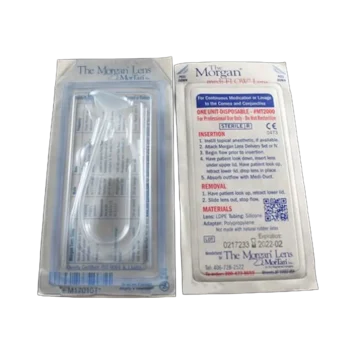 The Morgan Medi-Flow Lens is an ocular irrigation device designed to deliver continuous flow of solution to the eye for effective flushing in emergency care. It supports rapid and hands-free irrigation without direct contact with the cornea. - EE-00028