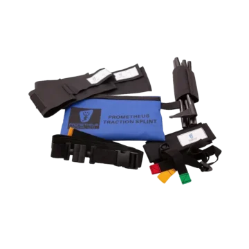 The Prometheus Traction Splint is a lightweight, adjustable device designed to stabilize suspected limb fractures and support controlled traction, helping reduce movement and associated discomfort during pre-hospital care. Its user-focused design enables rapid, single-operator application without repositioning the patient. - IM-0045